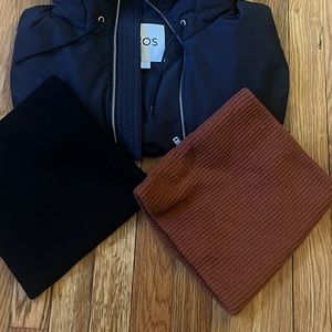 (2) MADEWELL Merino Wool ribbed Neck warmers scarf